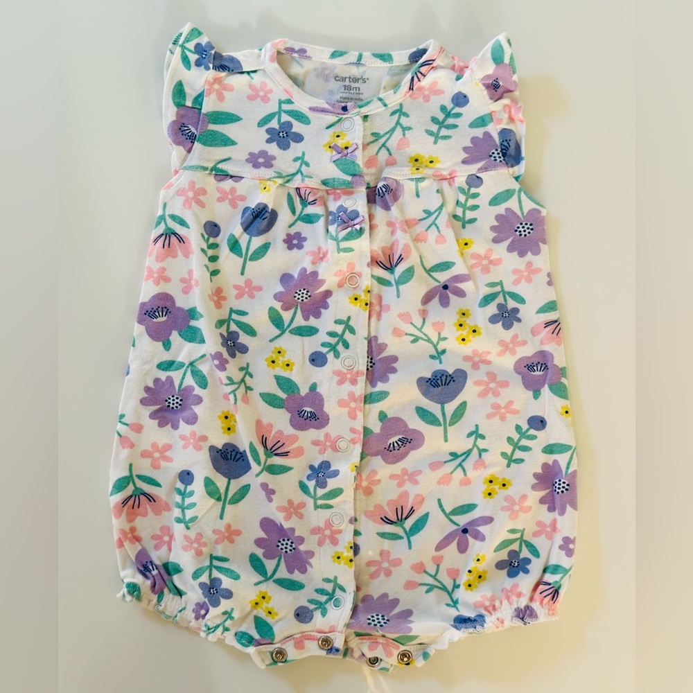 Carter’s floral Jersey Romper Size 18 months